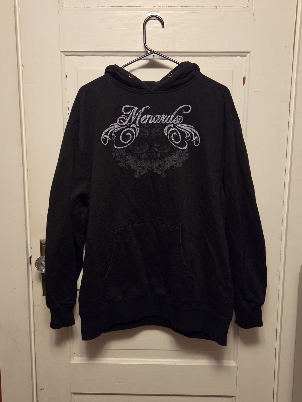Black Menard Script Graphic Pullover Hoodie